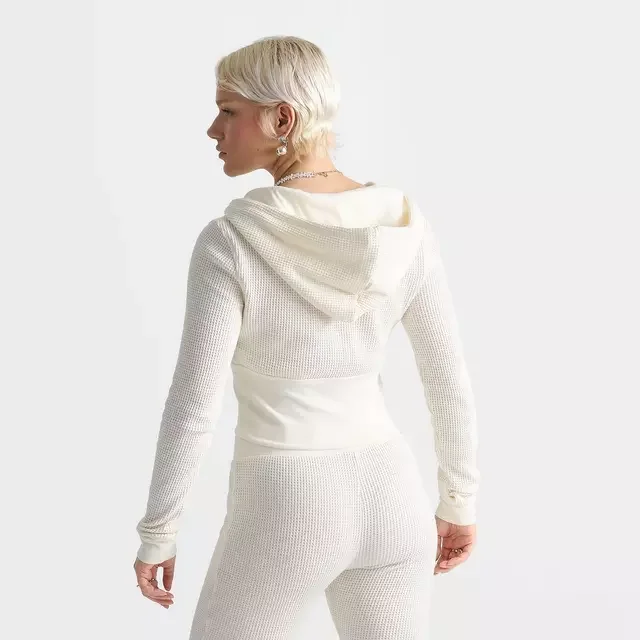 Buy Waffle Knit Contour Zip Up Hoodie Online | Premium Oversized Cozy Outfit