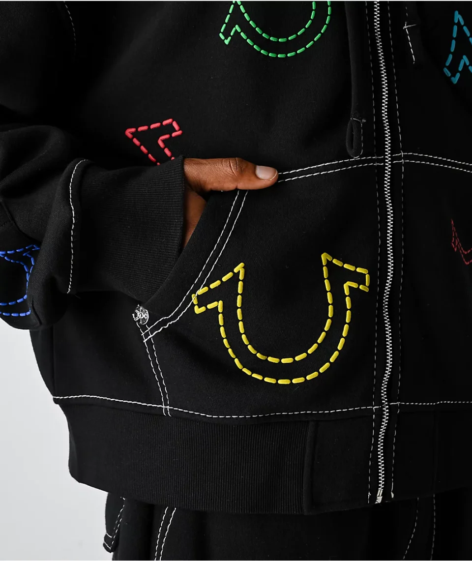 Buy True Religion Horseshoe Big T Boxy Zip Hoodie Online | Men's Winter Gym Jacket
